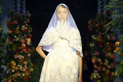 One of Richard Quinn's brides during his London fashion week show, February 18, 2023. 