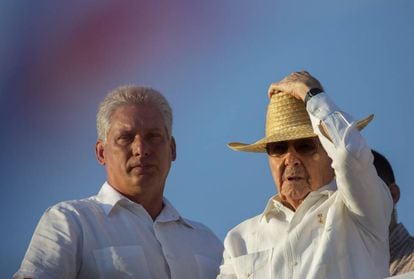 Raúl Castro and his possible successor, Miguel Díaz-Canel, last year in Havana.