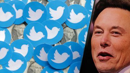 Elon Musk photo, Twitter logos and U.S. dollar banknotes are seen in this illustration, August 10, 2022. REUTERS/Dado Ruvic/Illustration