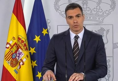 Pedro Sánchez during Saturday's press conference.