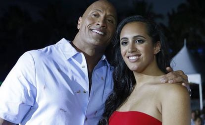 Actor Dwayne Johnson and his daughter Simone at the 'Baywatch' premiere in 2017.