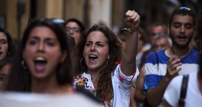 Protest in Pamplona after bail set for culprits of La Manada.