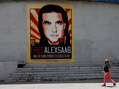 A poster in Caracas calling for Alex Saab to be be released, in a file photo from September 2021.
