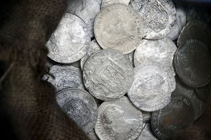 Some of the coins taken from the Nuestra Señora de las Mercedes have gone on show in Cartagena.
