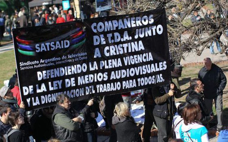 Protest in support of media law at the Supreme Court in Buenos Aires.