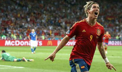 Fernando Torres celebrates his goal in the Euro 2012 final.