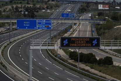 The A-1 highway in Madrid region during the coronavirus lockdown in spring.