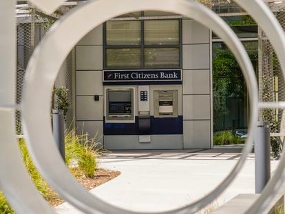 A First Citizens Bank ATM is seen at a branch location in Glendale California, on March 27, 2023.
