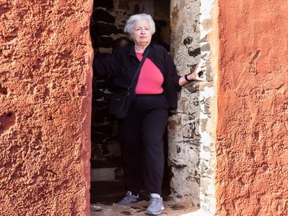 U.S. Treasury Secretary Janet Yellen stands in the "Door Of No Return" on Goree Island, Senegal, Saturday Jan. 21, 2023.