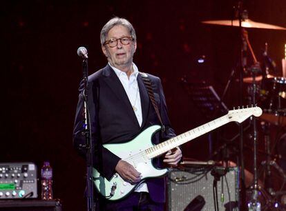 Eric Clapton playing at the O2 Arena in London, in March 2020.