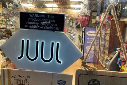 Juul sign in a New York store