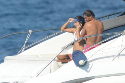 Rafa Nadal with his girlfriend out at sea.