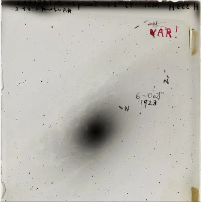 Edwin Hubble’s photo with the notation "VAR!" 