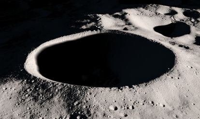 Visualization of the Skackleton crater, at the South Pole of the Moon