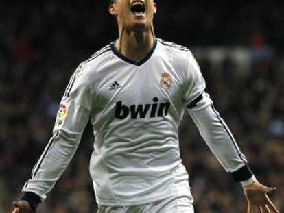 Ronaldo celebrates his goal against Atlético on Saturday night.