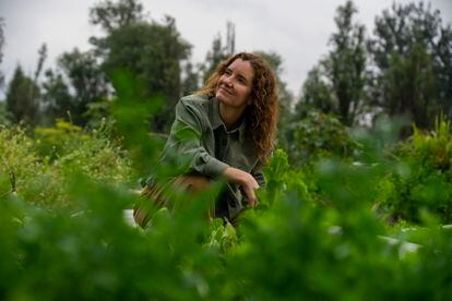 Elena Reygadas, in the orchards of Xochimilco, where she buys vegetables for her restaurant.