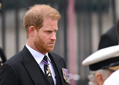 Prince Harry at the funeral of Queen Elizabeth II, on September 19.