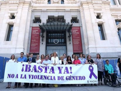 Madrid Mayor Manuela Carmena protests against gender violence.