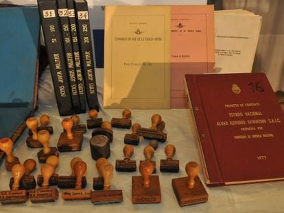 Part of the trove of documents found in the basement of the Argentinean Air Force&#039;s headquarters. 