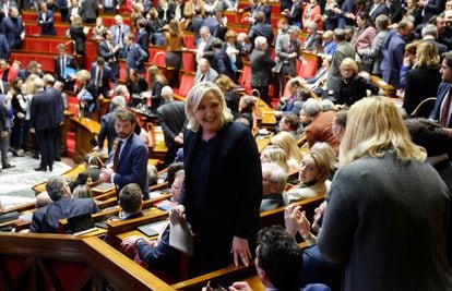 Marine Le Pen at the French National Assembly in Paris on February 18.