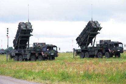 Batteries of Patriot air defense systems of the German Armed Forces, at Vilnius airport on Monday.