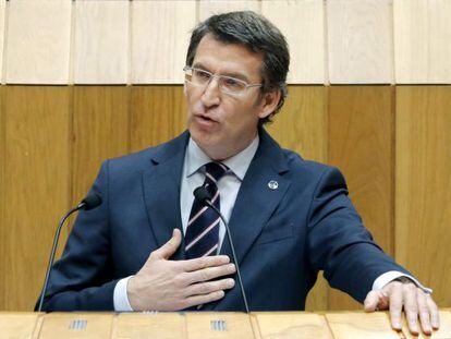 Galician regional leader Alberto N&uacute;&ntilde;ez Feij&oacute;o in parliament today. 