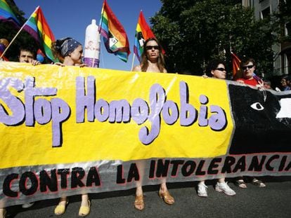 Marchers at Madrid’s Gay Pride celebrations in 2008.