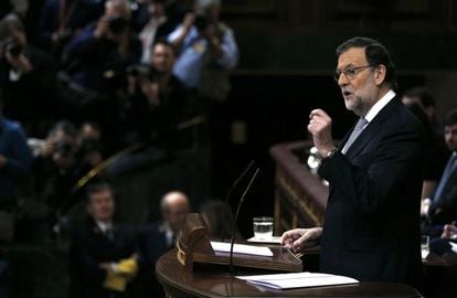 Acting Prime Minister Mariano Rajoy in Congress on Wednesday morning.