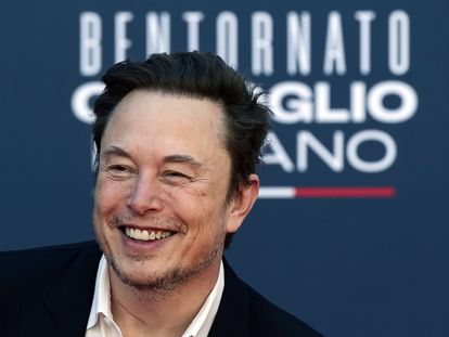 US tech entrepreneur Elon Musk, owner of Tesla, SpaceX and X, attends the Atreju 2023 political festival in the gardens of Castel Sant'Angelo in Rome, Italy, 16 December 2023.