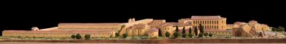 Reconstrucción digital de la vista del palacio de Maximiano desde las murallas de Córdoba durante la época romana.