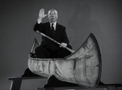 An image of the British director from his show, 'Alfred Hitchcock Presents,' which ran on American TV from 1955 to 1965.


