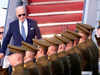 U.S. President Joe Biden upon his arrival in Vilnius on Monday.