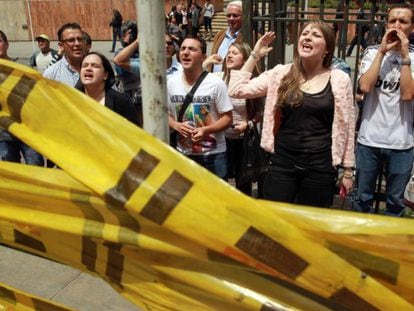 A group against homosexual adoption holds a protest in Bogota, Colombia.