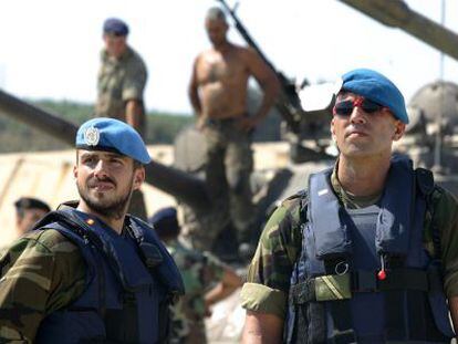Spanish blue helmets at the United Nations mission in southern Lebanon.