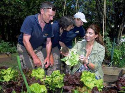First Lady Juliana Awada at the vegetable garden inside the presidential residence in Olivos.