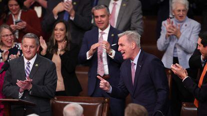Kevin McCarthy, applauded by his fellow Republicans, on Friday.