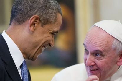 US President Barack Obama and Pope Francis.