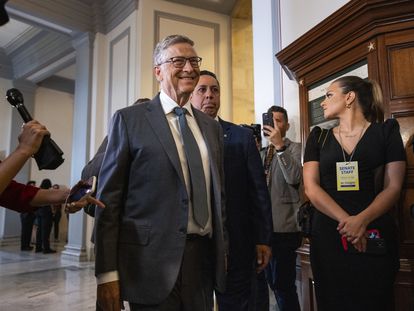 Bill Gates arrives to attend the Senate bipartisan Artificial Intelligence Insight Forum.