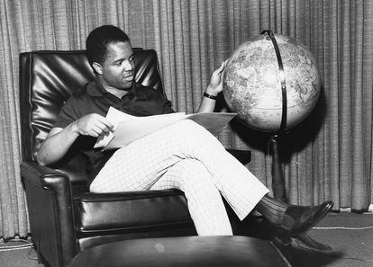 Berry Gordy in his Motown office in Detroit, 1966