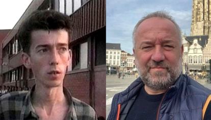 Left: Satko Mujagic, in the Omarska camp in August 1992, in a screenshot from a video recorded by Serbian television. Right: Mujagic in October, in the Belgian city of Mechelen.