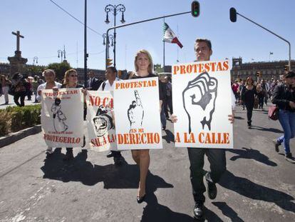 A demonstration against attacks on journalists in March.