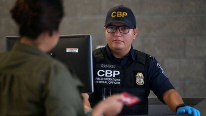 A US Customs and Border Agency officer in California.