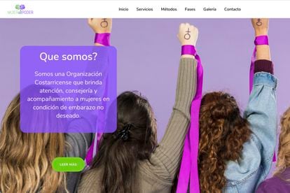 The webpage for "Mujer al poder," an organization in Costa Rica that positions itself online as an abortion clinic.