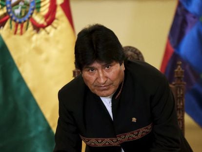 President Evo Morales during a news conference in La Paz.