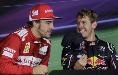 Competition between Ferrari Formula One driver Fernando Alonso (l) and Red Bull Formula One driver Sebastian Vettel (r) is heating up. 