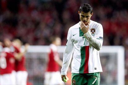 Cristiano Ronaldo during Portugal's costly defeat in Denmark.