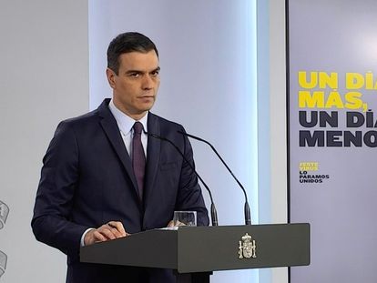 Spanish Prime Minister Pedro Sánchez during Saturday’s press conference.