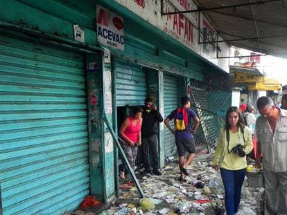 Looted stores in Valencia, Venezuela.