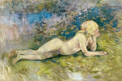 Bergère nue couchée, one of the works by Morisot that is on show at Madrid's Thyssen.