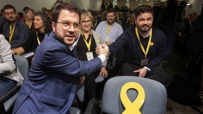 ERC politicians Pere Aragonès (l) and Gabriel Rufián.
